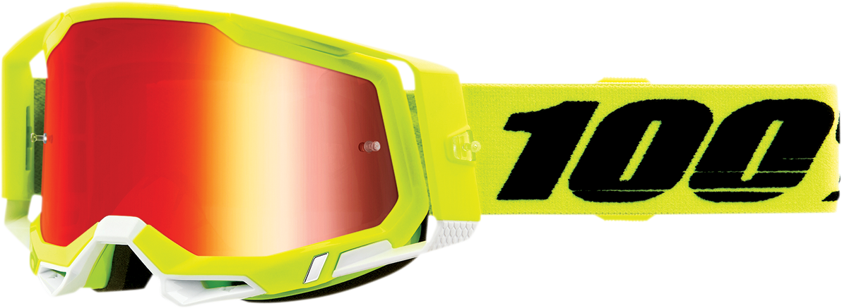 100% Racecraft 2 Goggles - Fluo Yellow - Red Mirror