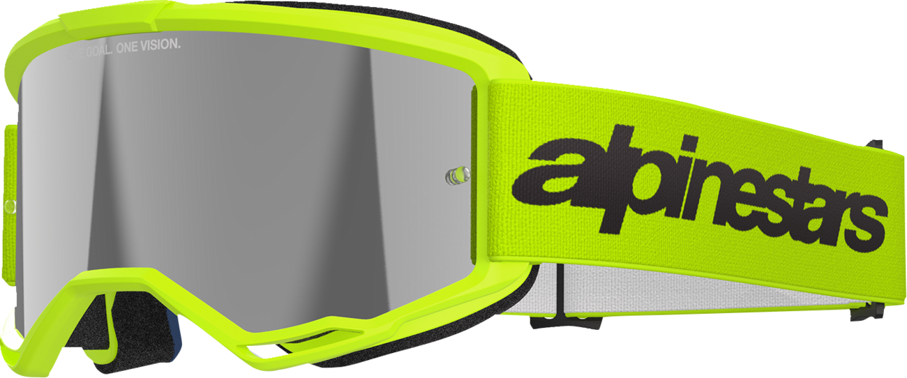 Alpinestars Vision 3 Wordmark Goggles - Yellow Fluo - Silver Mirror