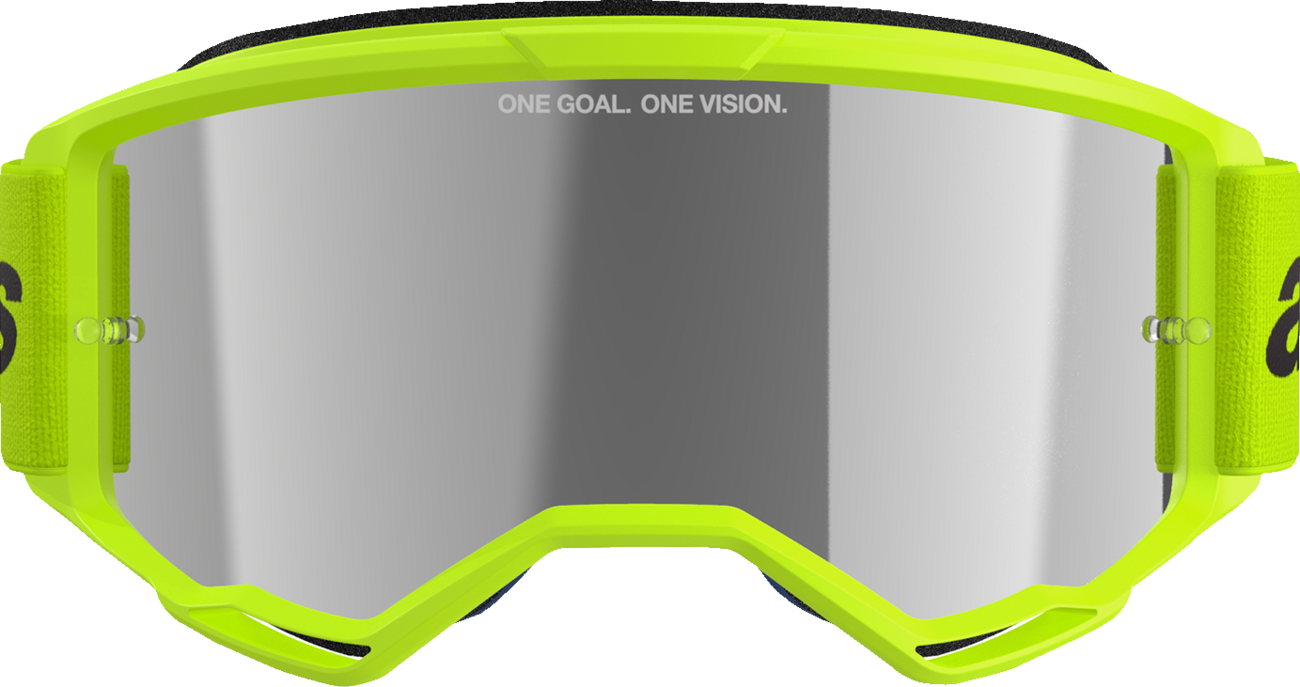 Alpinestars Vision 3 Wordmark Goggles - Yellow Fluo - Silver Mirror