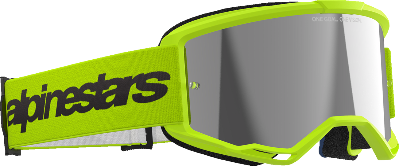 Alpinestars Vision 3 Wordmark Goggles - Yellow Fluo - Silver Mirror