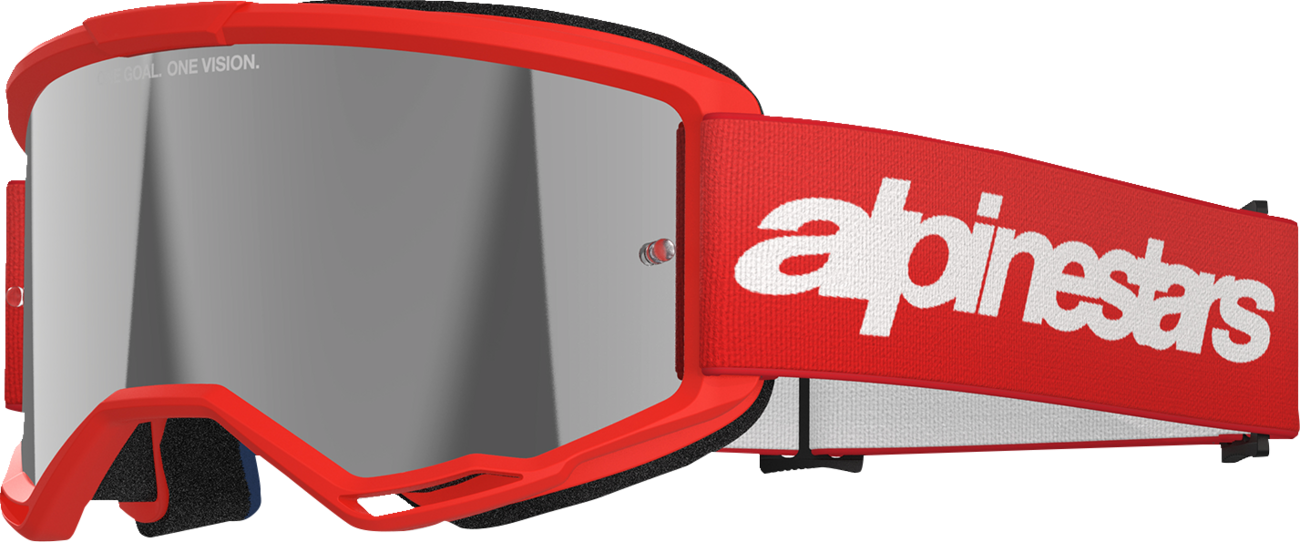 Alpinestars Vision 3 Wordmark Goggles - Red - Silver Mirror