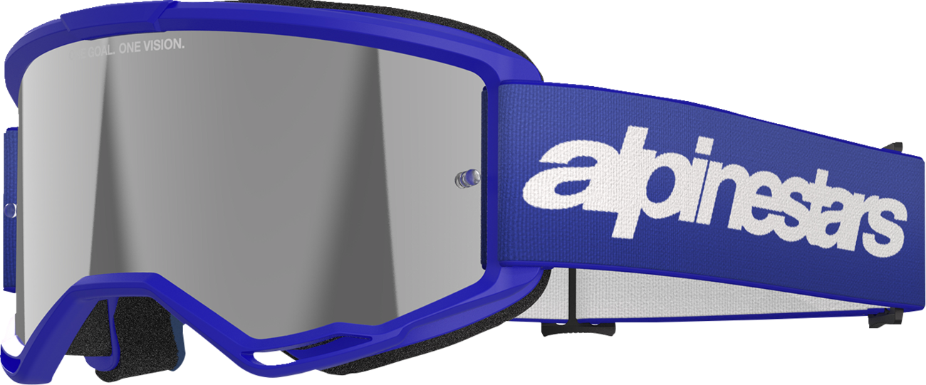 Alpinestars Vision 3 Wordmark Goggles - Blue - Silver Mirror