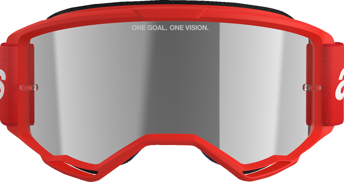 Alpinestars Vision 3 Wordmark Goggles - Red - Silver Mirror