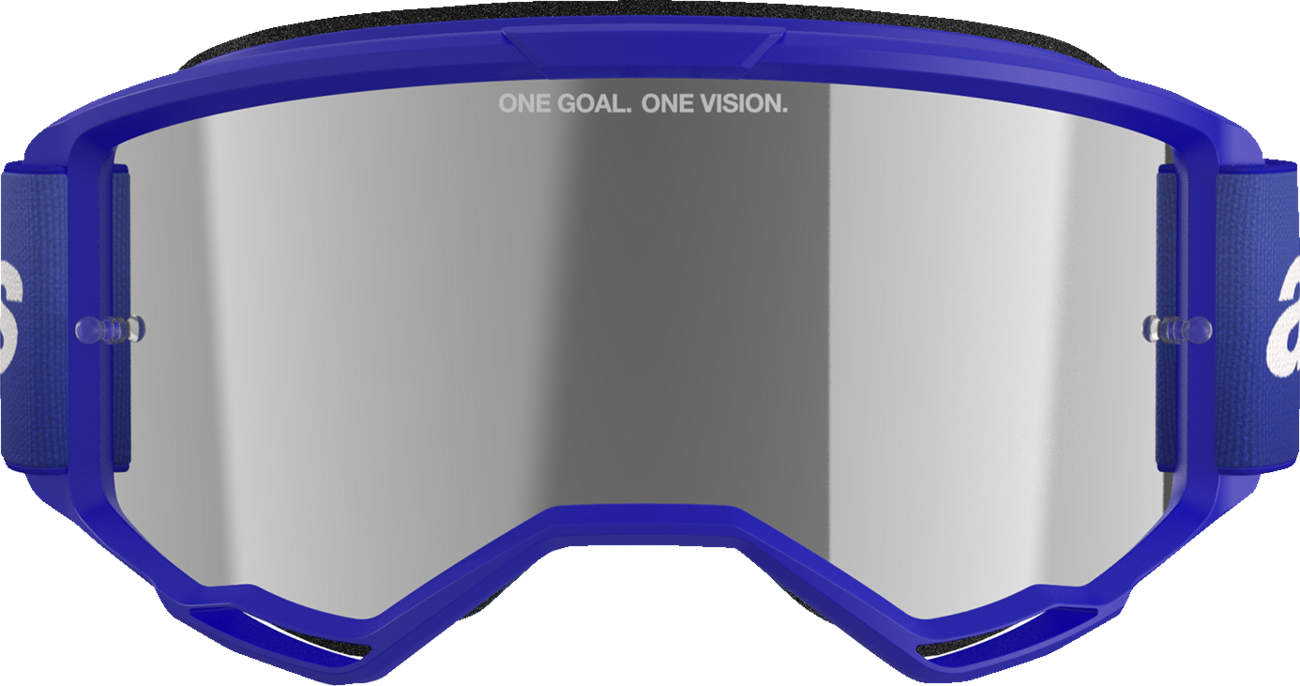 Alpinestars Vision 3 Wordmark Goggles - Blue - Silver Mirror