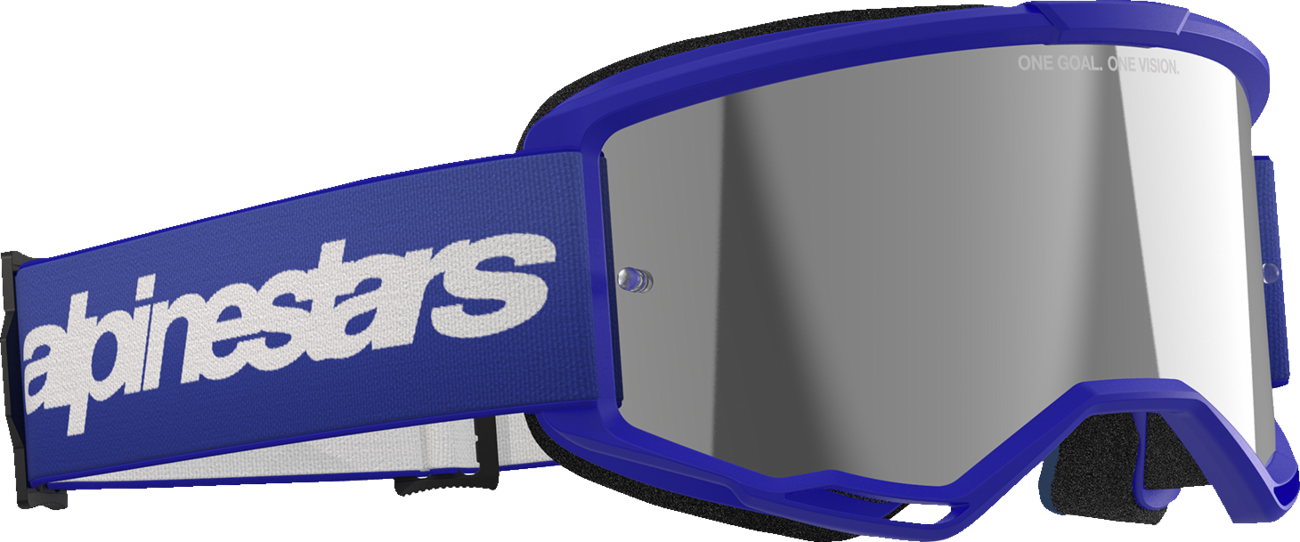 Alpinestars Vision 3 Wordmark Goggles - Blue - Silver Mirror