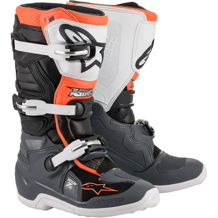 Alpinestars Youth Tech 7S Boots - Black/Gray/White/Orange